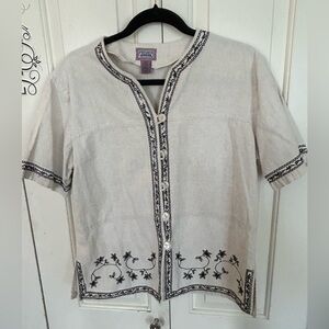 Premier International Blouse 55% Linen 45% Cotton Sz Medium10-12 see measurement